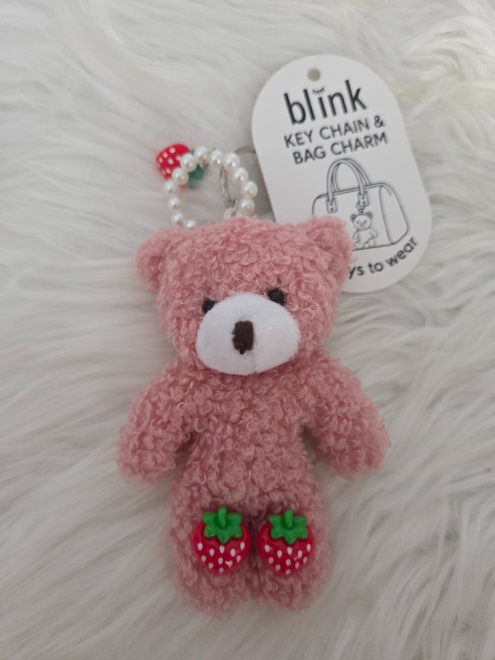 Blink Strawberry Bear Keychain/Bag Charm